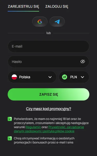Rejestracyja w Flagman casino